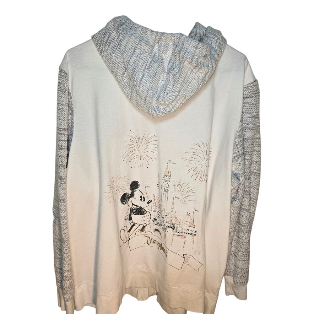 Disney Parks Womens Mickey Mouse Full Zip Hoodie Jacket White Gold Gray 3X
